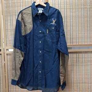 Columbia Denim Blue Shirt with Tan Accents